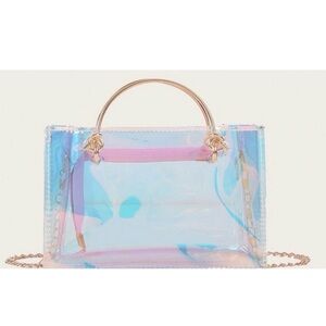 Iridescent Clear Top-Handle Crossbody Bag - Pink Blue NWOT